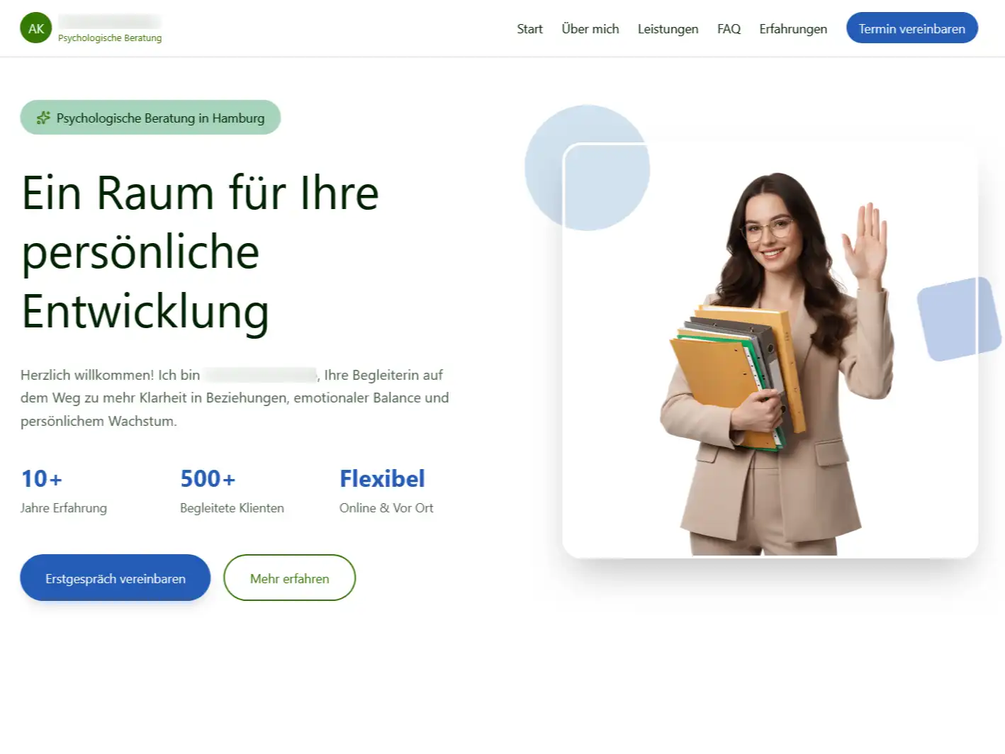 Landingpage für eine Psychologin
